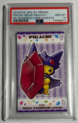 2016 JPN Poncho Pikachu SabLeye Pokemon Center Business Card PSA 10 - Image 1
