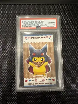 PSA 10 Poncho Pikachu Mega Lucario Promo Business Card Japanese Pokemon 2016 - Image 1