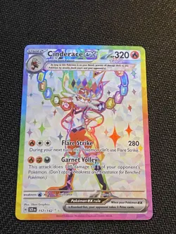 Cinderace ex 157/142 Stellar Crown Ultra Double Rare Pokemon - Image 1