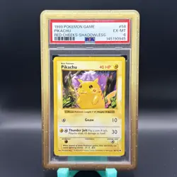 Red Cheeks Pikachu Base Set Shadowless, Common Card 58/102, 1999. PSA 6 - Image 1