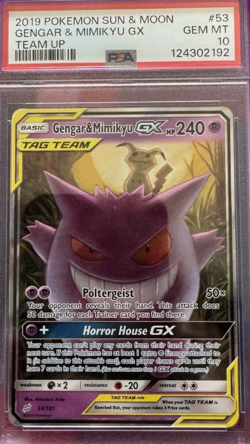 Pokemon 2019 Sun & Moon Team Up Gengar & Mimikyu GX #53/181 PSA 10 - Image 1