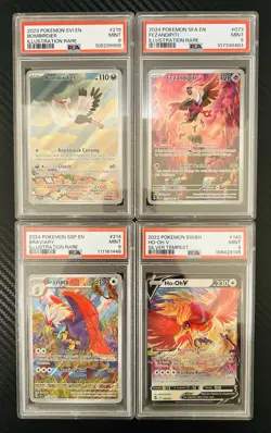 Pokemon Lot 4 Graded Cards English PSA 9 Bombirdier Fezandipiti Braviary Ho-Oh - Image 1