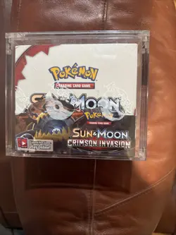 Pokemon TCG Sun & Moon Crimson Invasion Booster Box w/ Acrylic Case - Image 1