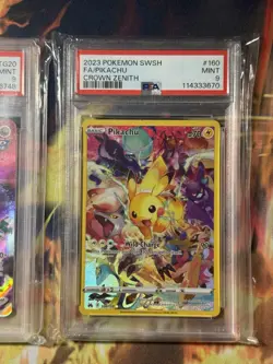 Pokemon PSA 9 lot of 3 Roaring Moon Ex SIR, Rayquaza Vmax TG, Pikachu FA - Image 4