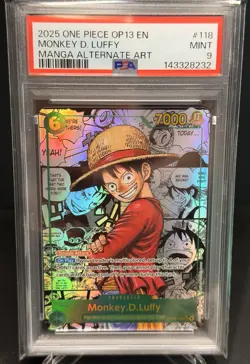 One Piece - PSA 9 - Monkey D. Luffy Manga - OP13-118 - Image 1