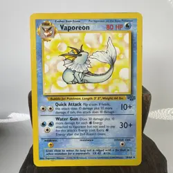 Pokemon Vaporeon WOTC Card Jungle Set Non-Holo Rare 28/64 - Image 1