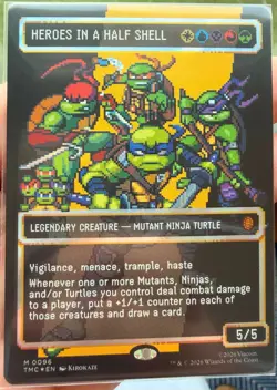 Heroes in a Half Shell (0096) (Borderless) (Pixel Surge Foil) TMNT Magic MTG - Image 2