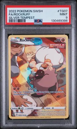 ROCKRUFF #TG07 FULL ART SILVER TEMPEST 2025 POKEMON SWSH SWORD & SHIELD PSA 9 - Image 1