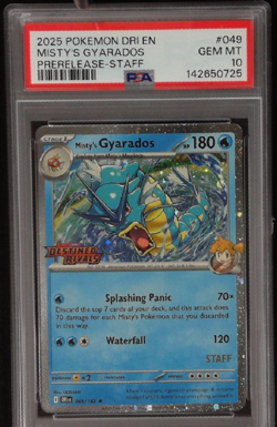 2025 Misty's Gyarados 49 Pokemon Pre-release Staff Promo PSA 10 - Image 1