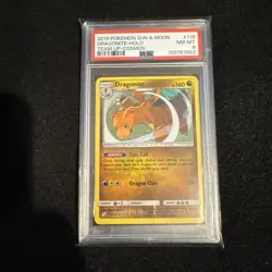 2019 DRAGONITE Pokemon Sun & Moon Team Up #119 HOLO PSA 8 NM-MT - Image 1