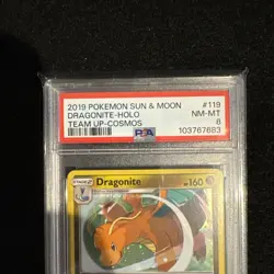 2019 DRAGONITE Pokemon Sun & Moon Team Up #119 HOLO PSA 8 NM-MT - Image 2