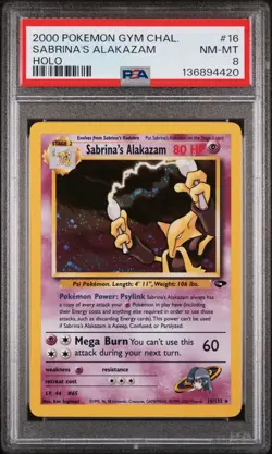 2000 POKEMON GYM CHALLENGE HOLO #16 SABRINA'S ALAKAZAM PSA 8 - Image 1