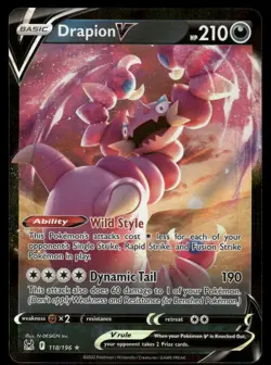 Pokemon Cards Drapion V 118/196 Lost Origin Holo Rare V NM - Image 1
