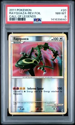 2011 POKEMON CALL OF LEGENDS #20 RAYQUAZA-REVERSE FOIL PSA 8 - Image 1