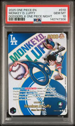 Namco Monkey D. Luffy Leader Dodgers x One Piece Night EB02-010 Foil PSA 10 - Image 1