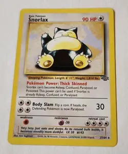 Pokemon TCG Vintage Non Holo Rare Snorlax Jungle 27/64 WotC 1999 LP - Image 1