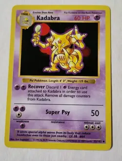 Pokemon Card - Kadabra Base Set (Shadowless) 32/102 Uncommon Lp - Image 1
