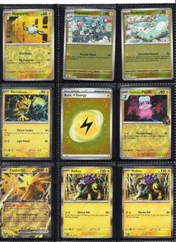 Pokemon Card Lot - 9 Lightning Cards - Zapdos ex Full Art, Raikou Holo, 151 Set - Image 1