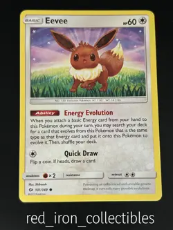Eevee 101/149 Common Sun & Moon Base Pokemon Card 2017 - Image 1