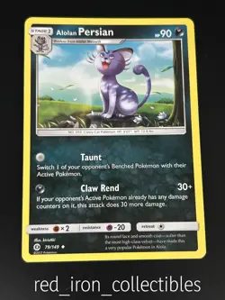 Alolan Persian 79/149 Uncommon Sun & Moon Base Pokemon Card 2017 - Image 1