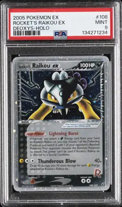 2005 POKEMON EX DEOXYS #108 ROCKET'S RAIKOU EX-HOLO PSA 9 - Image 1
