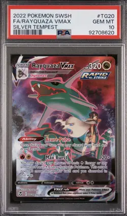 2022 Pokemon Sword & Shield Silver Tempest #TG20 Rayquaza VMAX Full Art PSA 10 - Image 1