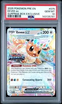 2025 POKEMON PRE EN-PRISMATIC EVOLUTIONS SURPRISE BOX EXCLUSIVE EEVEE EX PSA 10 - Image 1