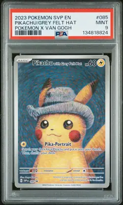 2023 POKEMON SVP EN-SV BLACK STAR PROMO #085 PIKACHU WITH GREY FELT HAT PSA 9 - Image 1