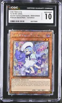 Live Twin Lil-La *CGC 10* RA04-EN036 *POP 1* Platinum Secret Rare * Yugioh - Image 1