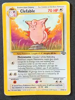 Clefable 17/64 Jungle Non Holo Rare Pokemon Card WOTC Vintage - Image 1