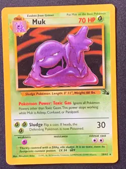 Muk 28/62 Fossil Non Holo Rare Vintage WOTC Pokemon Card - Image 4