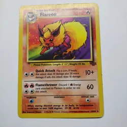 Pokemon TCG Flareon #19/64 Jungle Set Non Holo Rare WOTC VTG 1999 MP - Image 1
