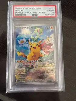 2022 Pokemon Scarlet/Violet (JPN) PIKACHU PRE-ORDER PROMO #001/SV-P PSA 10 - Image 1