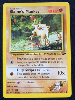 Pokemon TCG Blaine's Mankey Gym Challenge 63/132 Regular LP - Image 1