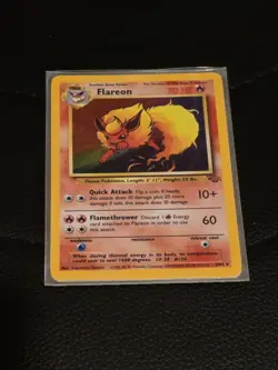 Pokemon TCG Flareon 3/64 Jungle Unlimited Holo Rare Vintage 1999 DMG - Image 1