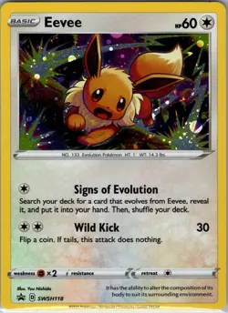 Pokemon TCG Sword & Shield Eevee SWSH118 Black Star Promo Cosmos Holo LP - Image 1