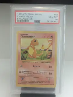 PSA 10 Shadowless Base Set Charmander (46/102) 1999 Pokemon GEM MINT - Image 1