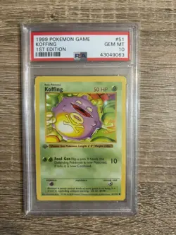 Pokemon PSA 10 GEM MINT Koffing 1st Edition Base Set Shadowless 1999 Card 51/102 - Image 1