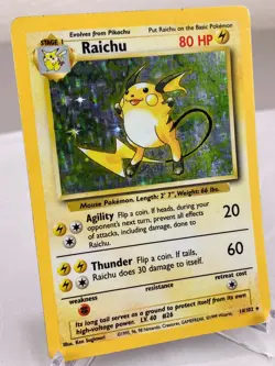 Raichu 014/102 Base Set Holo Rare WOTC Pokemon Card - Heavily Played - Image 2