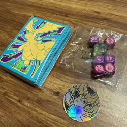 Mega Evolutions Ascended Heroes ETB Dragonite Card Sleeves + Coin + Dice - Image 1
