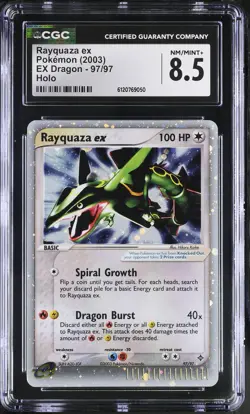 CGC 8.5 Rayquaza ex 97/97 Holo EX Dragon Pokemon Card - Image 1