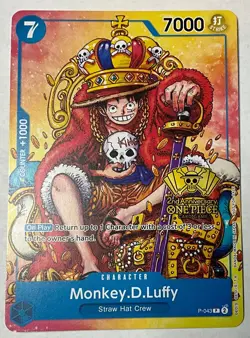 One Piece Monkey.D.Luffy P-043 2ND ANNIVERSARY Stamp King Luffy Promo English NM - Image 3