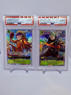 One Piece Monkey D Luffy Roronoa Zoro Illustration Box 3 Promos Set PSA 10 - Image 1
