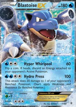 Heavily Played Blastoise-EX - 17/83 - Holo Rare ex Pokemon Generations - Image 1