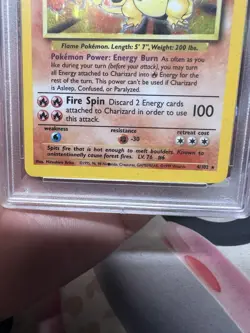 Pokemon Charizard Base Set Unlimited Holo Black Dot Error #4 PSA 8 - Image 3