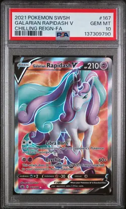2021 POKEMON SWORD & SHIELD CHILLING REIGN FULL ART/GALARIAN RAPIDASH V PSA 10 - Image 1