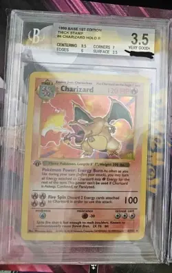 Pokemon Charizard Base Set Shadowless 1st Edition Holo Rare #4 BGS - Image 1