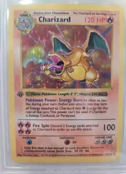 Pokemon Charizard Base Set Shadowless 1st Edition Holo Rare #4 BGS - Image 2