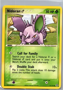 Nidoran M 71/112 Non Holo FireRed & LeafGreen - Pokemon Card - NM - Image 1