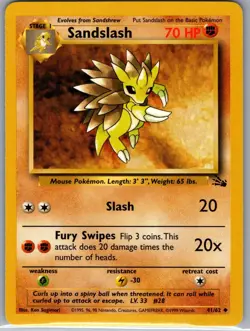 Sandslash 41/62 Non Holo Fossil - Pokemon Card - LP - Image 1
